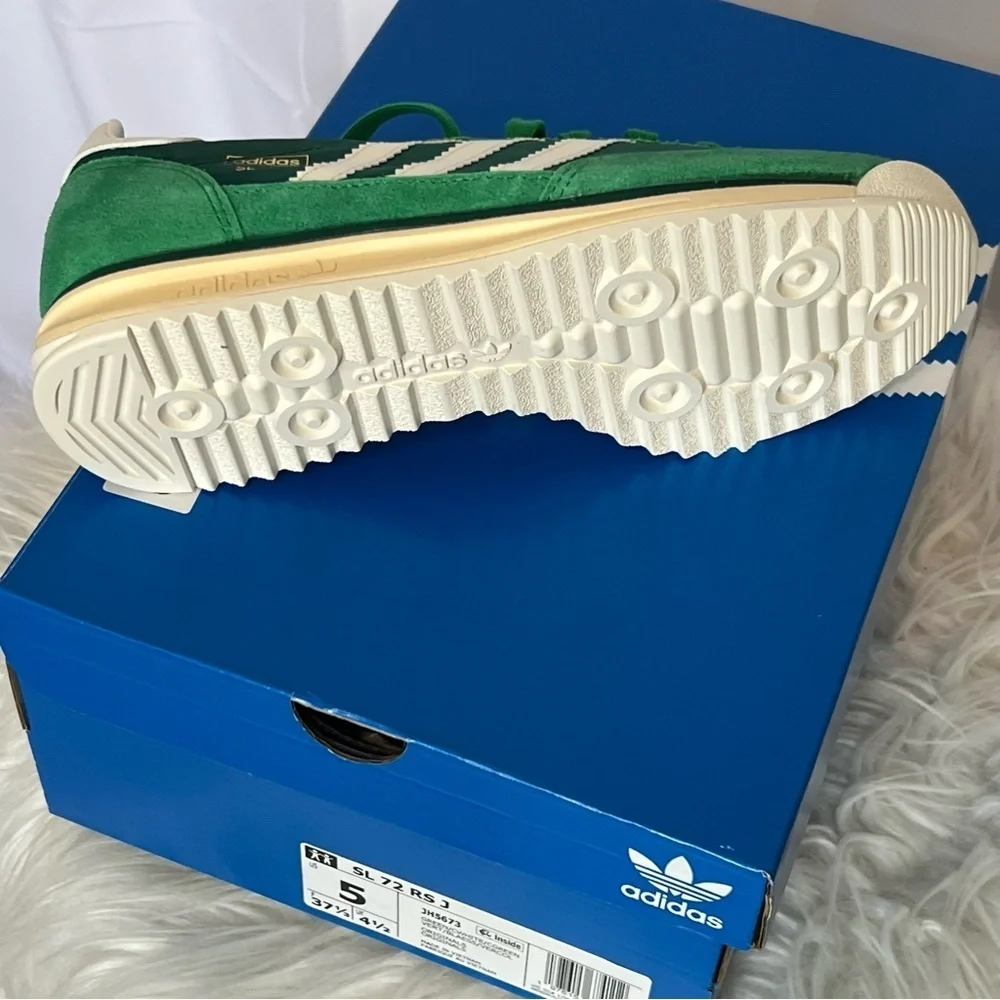 Adidas SL 72 RS J in Green and White Mens size 5 Women’s size 7 NWB
